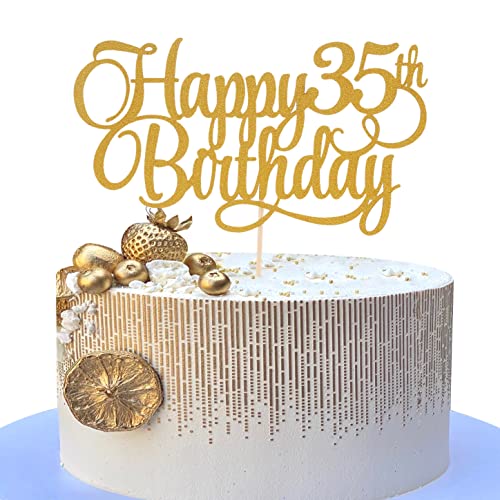 Tortenaufsatz "Happy 35th Birthday", goldfarbener Glitzer, 35. Geburtstag, Party-Dekorationen, Prost bis 35 Jahre, für Männer und Frauen, 35. Geburtstag, goldene Kuchendekoration Tortenaufsatz "Happy 35th Birthday", goldfarbener Glitzer, 35. Geburtstag, Party-Dekorationen, Prost bis 35 Jahre, für Männer und Frauen, 35. Geburtstag, goldene Kuchendekoration von LeeLeeAn