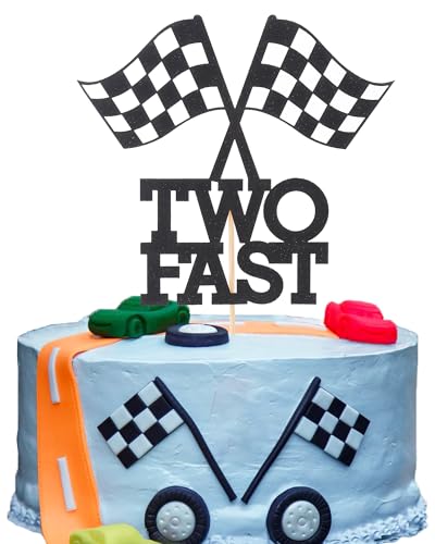 Tortenaufsatz für zwei schnelle Geburtstage – Rennwagen-Thema, Party-Dekoration, zweiter Geburtstag, Flaggenschild Tortenaufsatz für zwei schnelle Geburtstage – Rennwagen-Thema, Party-Dekoration, zweiter Geburtstag, Flaggenschild von LeeLeeAn