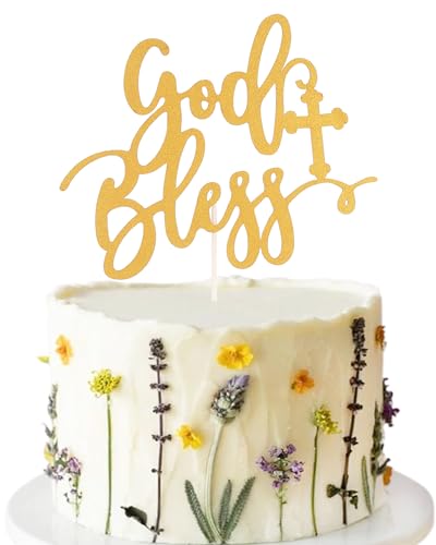 Tortenaufsatz mit Aufschrift "God Bless and Cross" – Goldener Glitzer Erstkommunion, Kuchendekoration für Taufe, religiöse Taufe, Babyparty, Party, Kuchendekorationen Tortenaufsatz mit Aufschrift "God Bless and Cross" – Goldener Glitzer Erstkommunion, Kuchendekoration für Taufe, religiöse Taufe, Babyparty, Party, Kuchendekorationen von LeeLeeAn