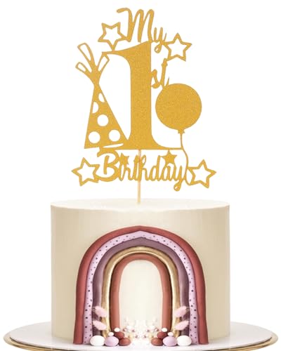 Tortenaufsatz mit Aufschrift "My 1st Birthday" – für Jungen und Mädchen, zum 1. Geburtstag, goldfarben, glitzernd, Kuchendekoration Tortenaufsatz mit Aufschrift "My 1st Birthday" – für Jungen und Mädchen, zum 1. Geburtstag, goldfarben, glitzernd, Kuchendekoration von LeeLeeAn