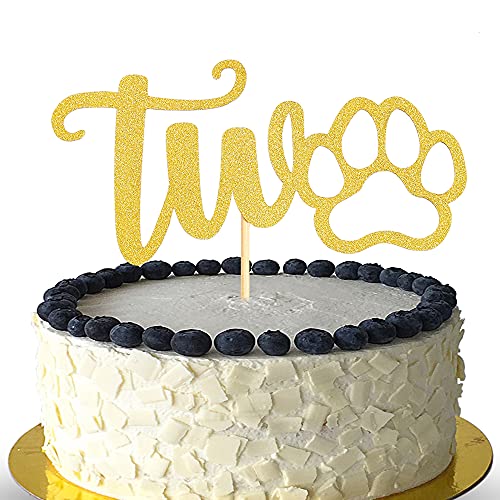 Tortenaufsatz zum 2. Geburtstag, goldfarbener Glitzer, Kuchendekoration für zwei Geburtstage, Dekoration für Babys, einseitiger Kuchenaufsatz mit Hundepfote, Fotoautomaten-Requisiten, Tortenaufsatz zum 2. Geburtstag, goldfarbener Glitzer, Kuchendekoration für zwei Geburtstage, Dekoration für Babys, einseitiger Kuchenaufsatz mit Hundepfote, Fotoautomaten-Requisiten, von LeeLeeAn