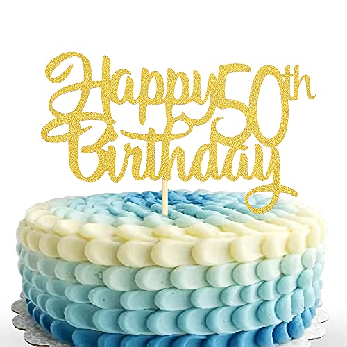 Tortenaufsatz zum 50. Geburtstag, goldfarben, glitzernd, für Partys Tortenaufsatz zum 50. Geburtstag, goldfarben, glitzernd, für Partys von LeeLeeAn