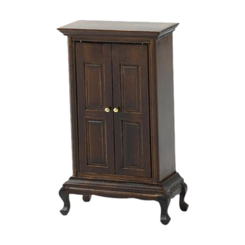 LeeQinersw 1/16 Dollhouse Garderobe Miniaturschrank realistische simulierte Miniaturmöbel Mini -Anzeigeschrank für Handwerk DIY -Modell, Dunkelbraun von LeeQinersw
