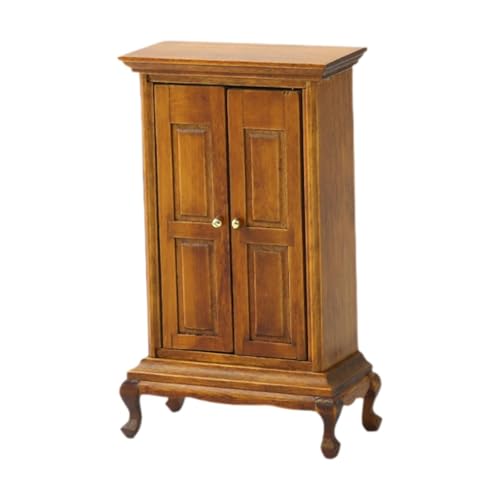 LeeQinersw 1/16 Dollhouse Garderobe Miniaturschrank realistische simulierte Miniaturmöbel Mini -Anzeigeschrank für Handwerk DIY -Modell, Walnussfarbe von LeeQinersw