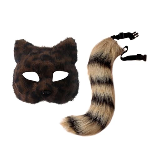 LeeQinersw 2 Stück Kostümzubehör Set mit Tiermaske Und Pelzschwanz Als Verkleidung für Erwachsene Weich Und für Rollenspiele für Feste Karneval Und Hallo, Braun LeeQinersw 2 Stück Kostümzubehör Set mit Tiermaske Und Pelzschwanz Als Verkleidung für Erwachsene Weich Und für Rollenspiele für Feste Karneval Und Hallo, Braun von LeeQinersw