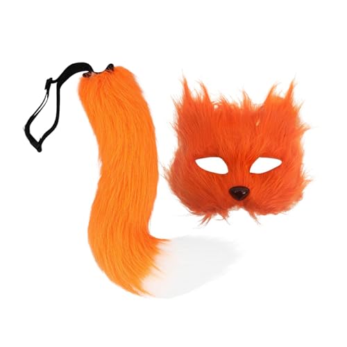 LeeQinersw 2 Stück Kostümzubehör Set mit Tiermaske Und Pelzschwanz Als Verkleidung für Erwachsene Weich Und für Rollenspiele für Feste Karneval Und Hallo, Orange LeeQinersw 2 Stück Kostümzubehör Set mit Tiermaske Und Pelzschwanz Als Verkleidung für Erwachsene Weich Und für Rollenspiele für Feste Karneval Und Hallo, Orange von LeeQinersw