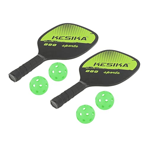 LeeQinersw 7 Teiliges Pickleball Set mit Schläger Und Paddel Langlebiges Sportgerät Racket Aus Holz mit Komfortgriff Und Kantenschutz für Damen Und Herren Aller, Grün von LeeQinersw