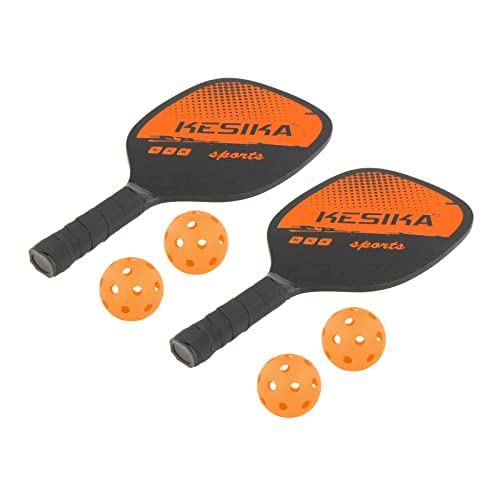 LeeQinersw 7 Teiliges Pickleball Set mit Schläger Und Paddel Langlebiges Sportgerät Racket Aus Holz mit Komfortgriff Und Kantenschutz für Damen Und Herren Aller, Orange von LeeQinersw