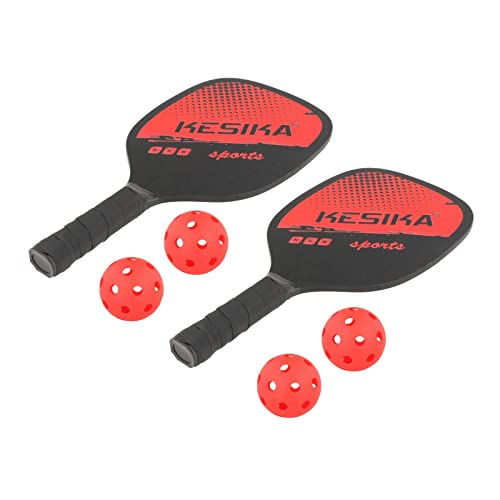 LeeQinersw 7 Teiliges Pickleball Set mit Schläger Und Paddel Langlebiges Sportgerät Racket Aus Holz mit Komfortgriff Und Kantenschutz für Damen Und Herren Aller, Rot von LeeQinersw