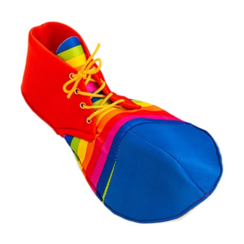 LeeQinersw Clown Schuhe Jumbo Schuhe mit Runder Zehenkappe Karneval Schuhe Verkleidungsaccessoires Gestrickter Verbundstoff für Feste Rollenspiele Bühnenauftrit, Streifenmuster, Klein von LeeQinersw