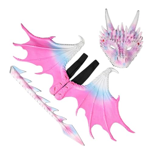 LeeQinersw Drachenkostüm für, Halloween, Verkleidung, Dinosaurierschwanz-Maskenflügel-Sets für Festivals, Rosa LeeQinersw Drachenkostüm für, Halloween, Verkleidung, Dinosaurierschwanz-Maskenflügel-Sets für Festivals, Rosa von LeeQinersw
