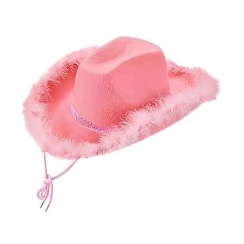LeeQinersw Feder Cowgirl Hat Cowboyhut für Frauen für Festival Holiday, Rosa LeeQinersw Feder Cowgirl Hat Cowboyhut für Frauen für Festival Holiday, Rosa von LeeQinersw