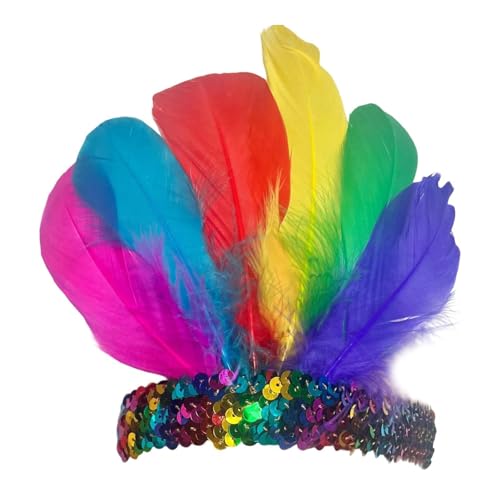 LeeQinersw Feder Stirnband Indianer Kopfschmuck für Party Festival Halloween, Mehrfarbig von LeeQinersw