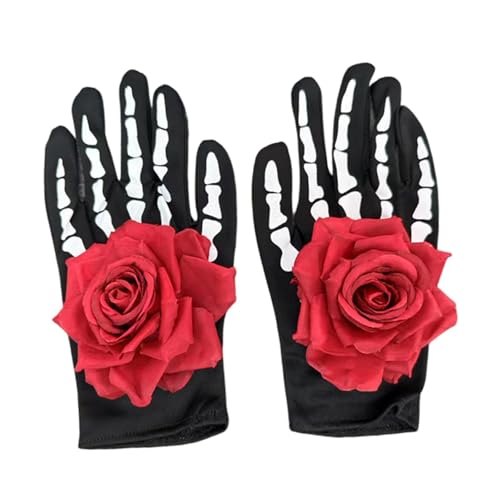 LeeQinersw Halloween Totenkopf Handschuhe Vollfingerhandschuhe Halloween Dekorationen Kostüm Handbekleidung von LeeQinersw