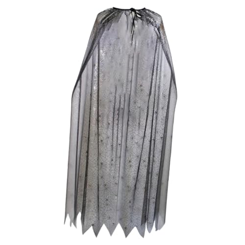 LeeQinersw Halloween Umhang Spinnennetz Mantel Hexen Kostüm Verkleidung mit Detailreichem Netzmuster für Einen Dramatischen Auftritt für Erwachsene Damen U, Schwarzes Silber LeeQinersw Halloween Umhang Spinnennetz Mantel Hexen Kostüm Verkleidung mit Detailreichem Netzmuster für Einen Dramatischen Auftritt für Erwachsene Damen U, Schwarzes Silber von LeeQinersw