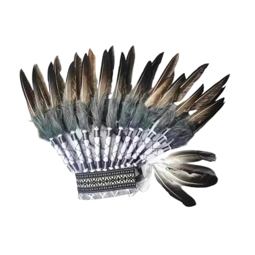 LeeQinersw Indianer-Kopfschmuck, amerikanischer Häuptling, Indianerhut, Stirnband, Bequeme Cosplay-Kopfbedeckung für Party, Bühnenshow, Feiertage, Tanz von LeeQinersw