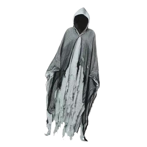 LeeQinersw Kapuzenumhang für Halloween Gruseliger Hexenmantel Mittelalterlicher Umhang Cosplay Robe Passend für Mottopartys Rollenspiele Festivals, Grau LeeQinersw Kapuzenumhang für Halloween Gruseliger Hexenmantel Mittelalterlicher Umhang Cosplay Robe Passend für Mottopartys Rollenspiele Festivals, Grau von LeeQinersw