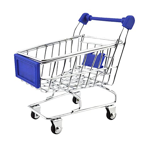 LeeQinersw Mini Einkaufswagen Als Kleiner Einkaufswagen Und Schreibtisch Organizer Lustiger Stifthalter Und Deko Objekt Aus Robustem Metall für Zuhause Und Büro, Dunkelblau von LeeQinersw