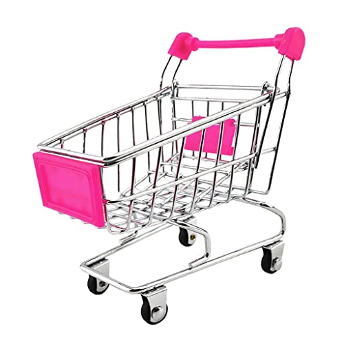 LeeQinersw Mini Einkaufswagen Als Kleiner Einkaufswagen Und Schreibtisch Organizer Lustiger Stifthalter Und Deko Objekt Aus Robustem Metall für Zuhause Und Büro, Fuchsia von LeeQinersw