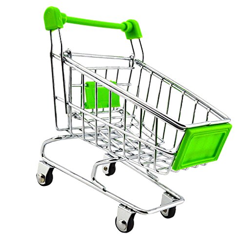 LeeQinersw Mini Einkaufswagen Als Kleiner Einkaufswagen Und Schreibtisch Organizer Lustiger Stifthalter Und Deko Objekt Aus Robustem Metall für Zuhause Und Büro, Grün von LeeQinersw