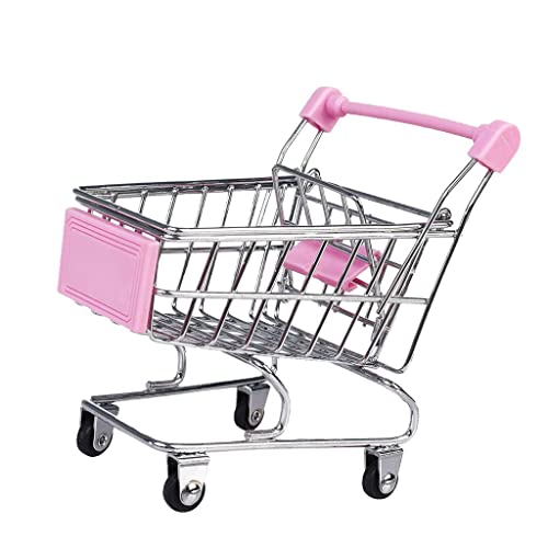 LeeQinersw Mini Einkaufswagen Als Kleiner Einkaufswagen Und Schreibtisch Organizer Lustiger Stifthalter Und Deko Objekt Aus Robustem Metall für Zuhause Und Büro, Rosa von LeeQinersw