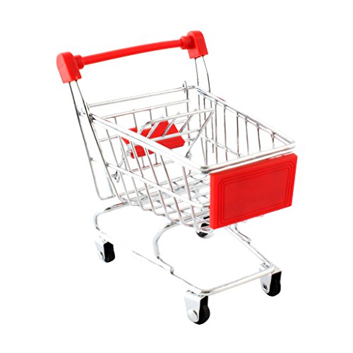 LeeQinersw Mini Einkaufswagen Als Kleiner Einkaufswagen Und Schreibtisch Organizer Lustiger Stifthalter Und Deko Objekt Aus Robustem Metall für Zuhause Und Büro, Rot von LeeQinersw