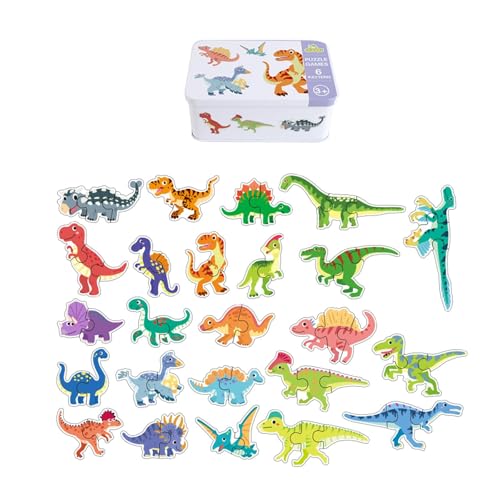 LeeQinersw Passende Puzzles für den Kindergarten, Lernspiele, kognitive Entwicklung, Anfänger, alte Eisenkisten-Puzzles, Dinosaurierwelt von LeeQinersw