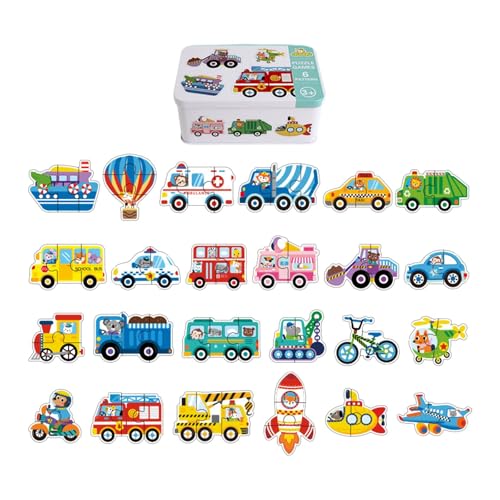 LeeQinersw Passende Puzzles für den Kindergarten, Lernspiele, kognitive Entwicklung, Anfänger, alte Eisenkisten-Puzzles, Transport von LeeQinersw