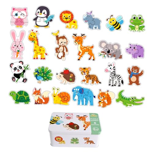 LeeQinersw Passende Puzzles für den Kindergarten, Lernspiele, kognitive Entwicklung, Anfänger, alte Eisenkisten-Puzzles, Waldtiere von LeeQinersw