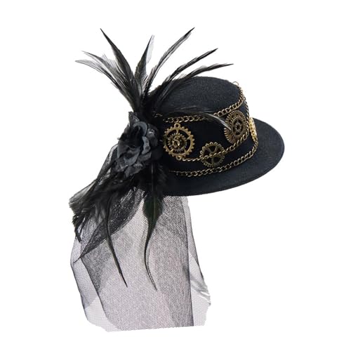 LeeQinersw Steampunk -Top -Hut gotischer Haarclip für Rollenspiele Halloween Party Frauen, Schwarz LeeQinersw Steampunk -Top -Hut gotischer Haarclip für Rollenspiele Halloween Party Frauen, Schwarz von LeeQinersw