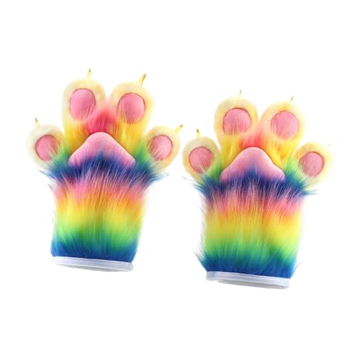 LeeQinersw Tierpfoten-Handschuhe, Plüsch-Handschuhe für Kostümparty, Halloween, Multicolor A von LeeQinersw