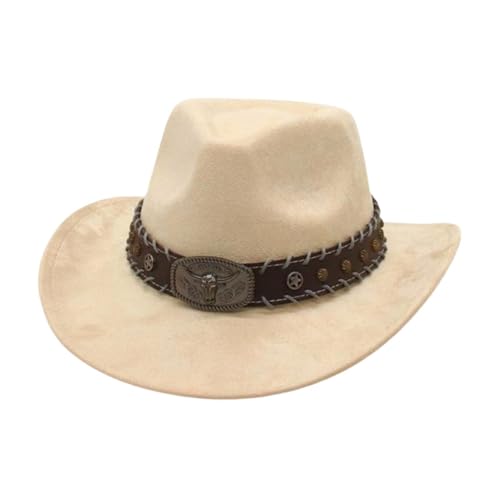 LeeQinersw Wildleder -Cowboyhut breites Krempe für Erwachsene für die Camping -Einkaufsbühne Performance, Beige von LeeQinersw
