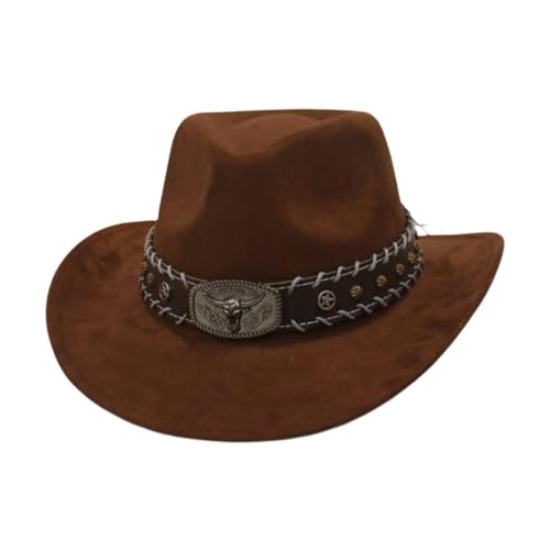 LeeQinersw Wildleder -Cowboyhut breites Krempe für Erwachsene für die Camping -Einkaufsbühne Performance, Kaffee von LeeQinersw