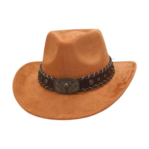 LeeQinersw Wildleder -Cowboyhut breites Krempe für Erwachsene für die Camping -Einkaufsbühne Performance, Kamel von LeeQinersw
