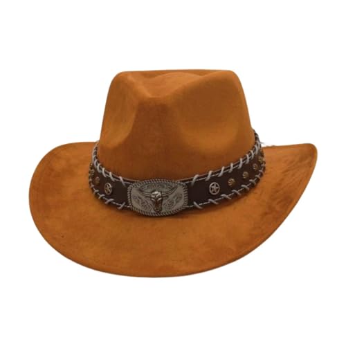 LeeQinersw Wildleder -Cowboyhut breites Krempe für Erwachsene für die Camping -Einkaufsbühne Performance, Khaki von LeeQinersw