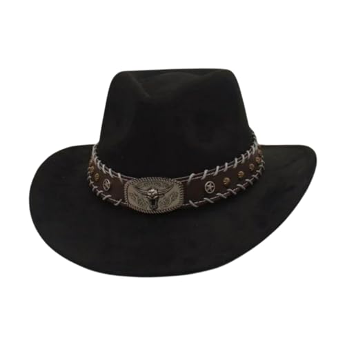 LeeQinersw Wildleder -Cowboyhut breites Krempe für Erwachsene für die Camping -Einkaufsbühne Performance, Schwarz von LeeQinersw