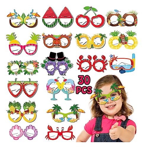 Leesgel 30 Stück Party Brillen Hawaii Deko, Hawaii Partybrille Hawaiian Partybrillen Kinder Erwachsene für Sommer Tropical Strand Luau Party, Hawaii Party Zubehör Kindergeburtstag Gastgeschenke Kinder von Leesgel