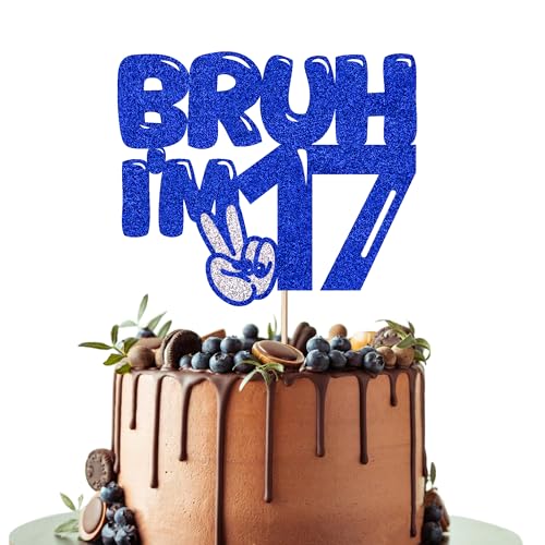 Leetaivie Tortenaufsatz Bruh I'm 16, Blau mit Glitzer, "Happy 16th Birthday", Bro I'm 16 It's My Sixteen Birthday, Kuchendekoration für Teenager, Jungen, Mädchen, 16. Geburtstag von Leetaivie
