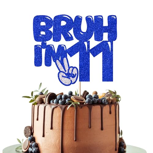 Leetaivie Tortenaufsatz Bruh I'm 16, Blau mit Glitzer, "Happy 16th Birthday", Bro I'm 16 It's My Sixteen Birthday, Kuchendekoration für Teenager, Jungen, Mädchen, 16. Geburtstag von Leetaivie