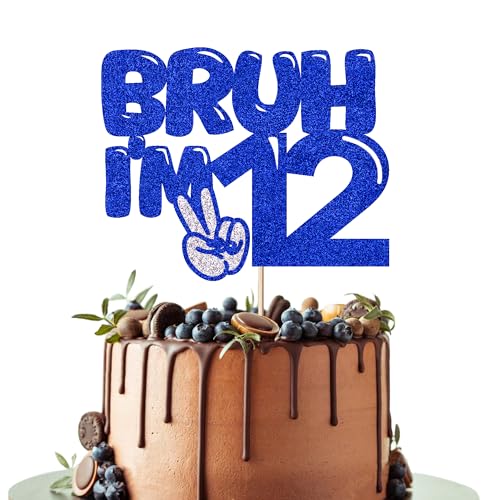 Leetaivie Tortenaufsatz Bruh I'm 16, Blau mit Glitzer, "Happy 16th Birthday", Bro I'm 16 It's My Sixteen Birthday, Kuchendekoration für Teenager, Jungen, Mädchen, 16. Geburtstag von Leetaivie