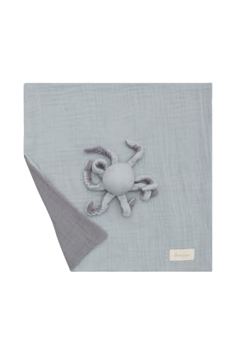 Leevje Baby Kuscheltuch „Octopus“ aus Bio-Musselin – Extra weiches und atmungsaktives Schnuffeltuch Baby – Schmusetuch Geschenk für Babys & Neugeborene – mit angenähtem Oktopus-Kuscheltier von Leevje