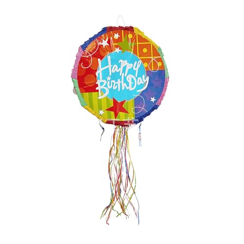 Happy Birthday Piñata-Set mit Stab und Augenbinde, für Kindergeburtstag, Party, Babyparty, Spielzubehör, Dekoration, Farbe Stern von Leezeshaw