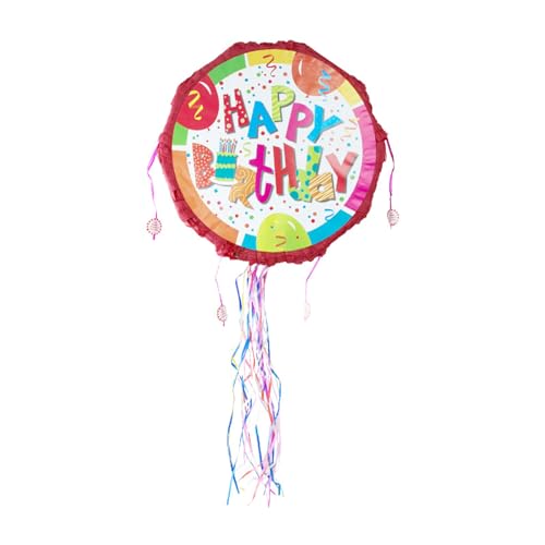 Happy Birthday Pinata-Set mit Stab und Augenbinde, für Kindergeburtstag, Party, Babyparty, Spielzubehör, Dekoration, Farbpunkt von Leezeshaw
