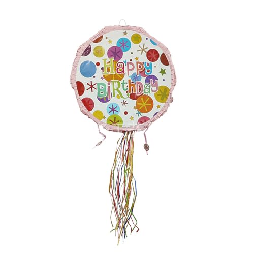 Happy Birthday Pinata-Set mit Stab und Augenbinde für Kindergeburtstag, Party, Babyparty, Spielzubehör, Dekoration, rosa Regenschirm von Leezeshaw