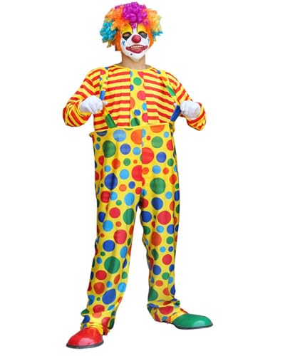 Leezeshaw Clown-Kostüm-Set für Erwachsene, Cosplay, Zirkus-Clown, buntes Outfit, Anzüge für Damen und Herren, Party, lustige Show von Leezeshaw