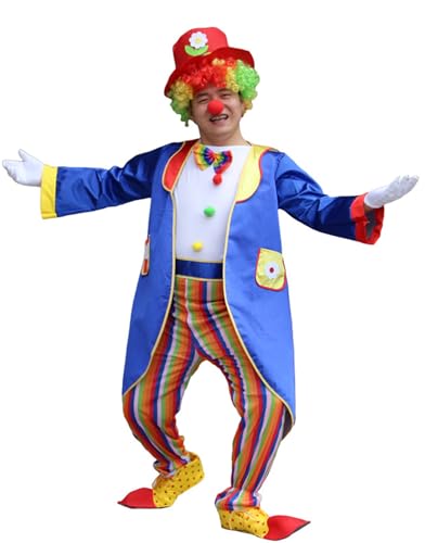 Leezeshaw Clown-Kostüm-Set für Erwachsene, Cosplay, Zirkus-Clown, buntes Outfit, Anzüge für Damen und Herren, Party, lustige Show von Leezeshaw