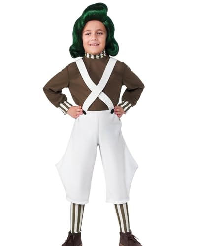 Leezeshaw Kinder Schokoladenfabrik Arbeiter Kostüm, Welttag des Buches Kostüm, Oomap Loompa Kostüm Dress Up Jungen von Leezeshaw