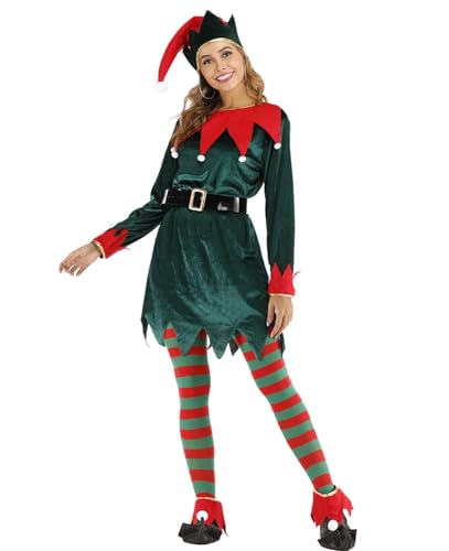 Leezeshaw Weihnachtselfenkostüme für Familie, passende Elfen-Kostüme, für Jungen, Mädchen, Damen, Herren, Cosplay, Elfen, Festival, Party, Outfits von Leezeshaw