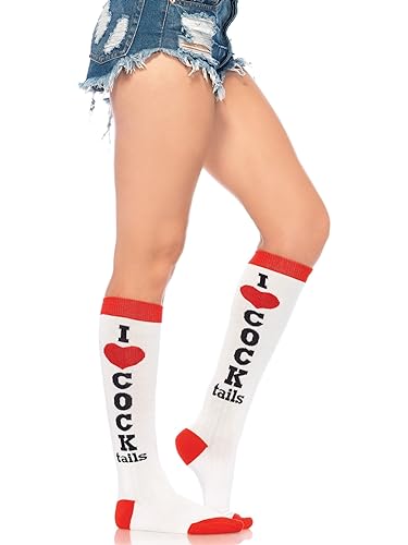 LEG AVENUE 5606 - Cocktails acrylic knee socks, Einheitsgröße (Weiß Rot) von LEG AVENUE