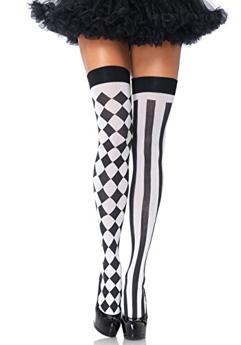 LEG AVENUE 6120 - Harlequin Thigh Highs, Einheitsgröße (Schwarz-Weiß) von LEG AVENUE